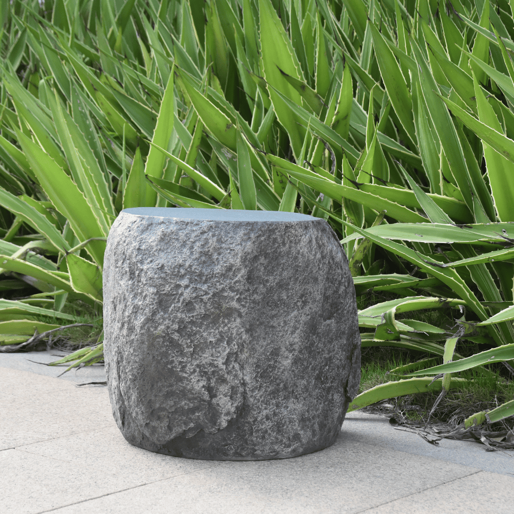 Boulder Outdoor Concrete Seat One - Durable & Weather-Resistant Garden Bench for Patio, Backyard, and Park Seating