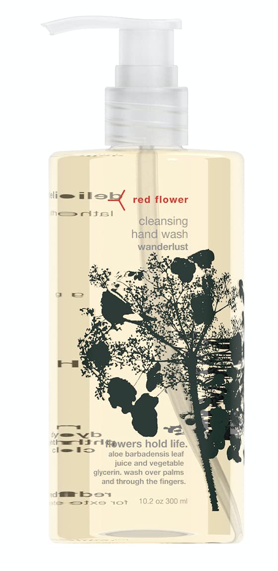 Red Flower Wanderlust Cleansing Hand Wash - 10.2 fl oz | Natural Botanical Hand Soap for Dry Skin | Perfect for Home, Office & Travel