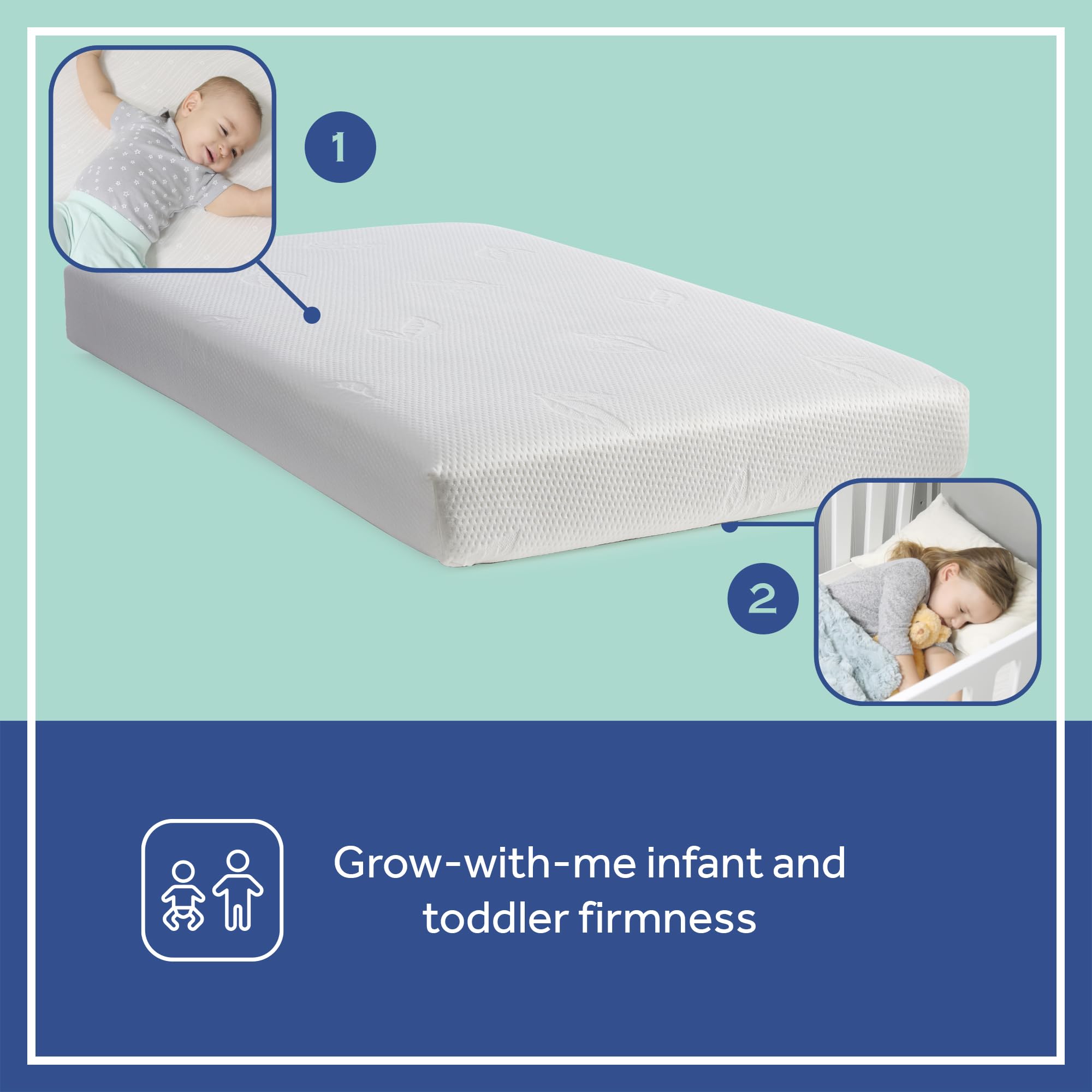 Sealy Cozy Brilliance Breathable Bamboo Rayon Hypoallergenic Baby Crib Mattress & Toddler Bed Mattress - 2-Stage Firm Support, Non-Toxic, Washable Zip Cover, Waterproof, Made in USA (52
