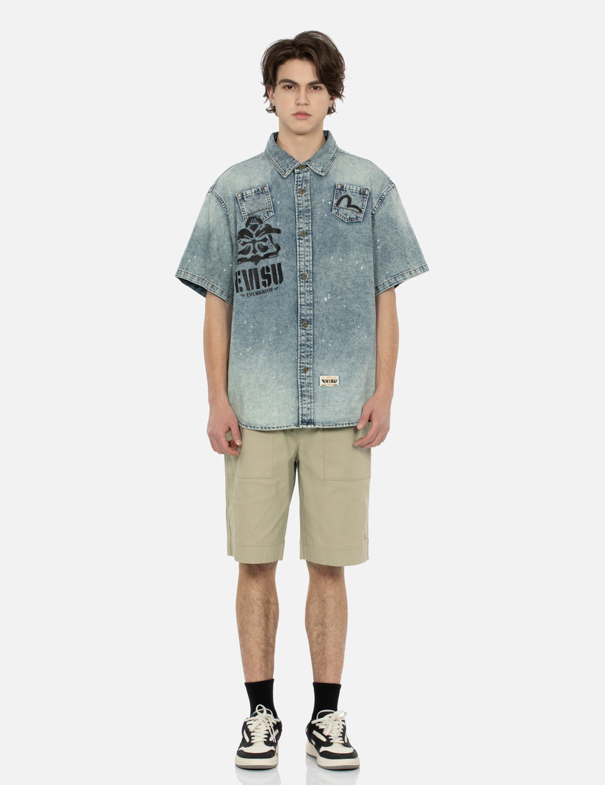 Seagull Embroidery Patchwork Relaxed Fit Casual Shorts for Men - Perfect for Beach Outings, Summer Vacations and Lounge Wear