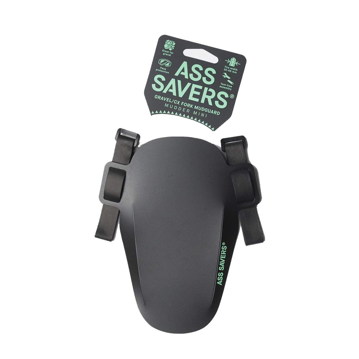Ass Savers Mudder Mini - Lightweight Bicycle Mudguard for Face & Headset Protection | Anti-Slip Straps for Secure Fit | Compatible with 32-55mm Tire Widths | Perfect for Cross & Gravel Bikes | Ideal for Wet & Muddy Trail Rides