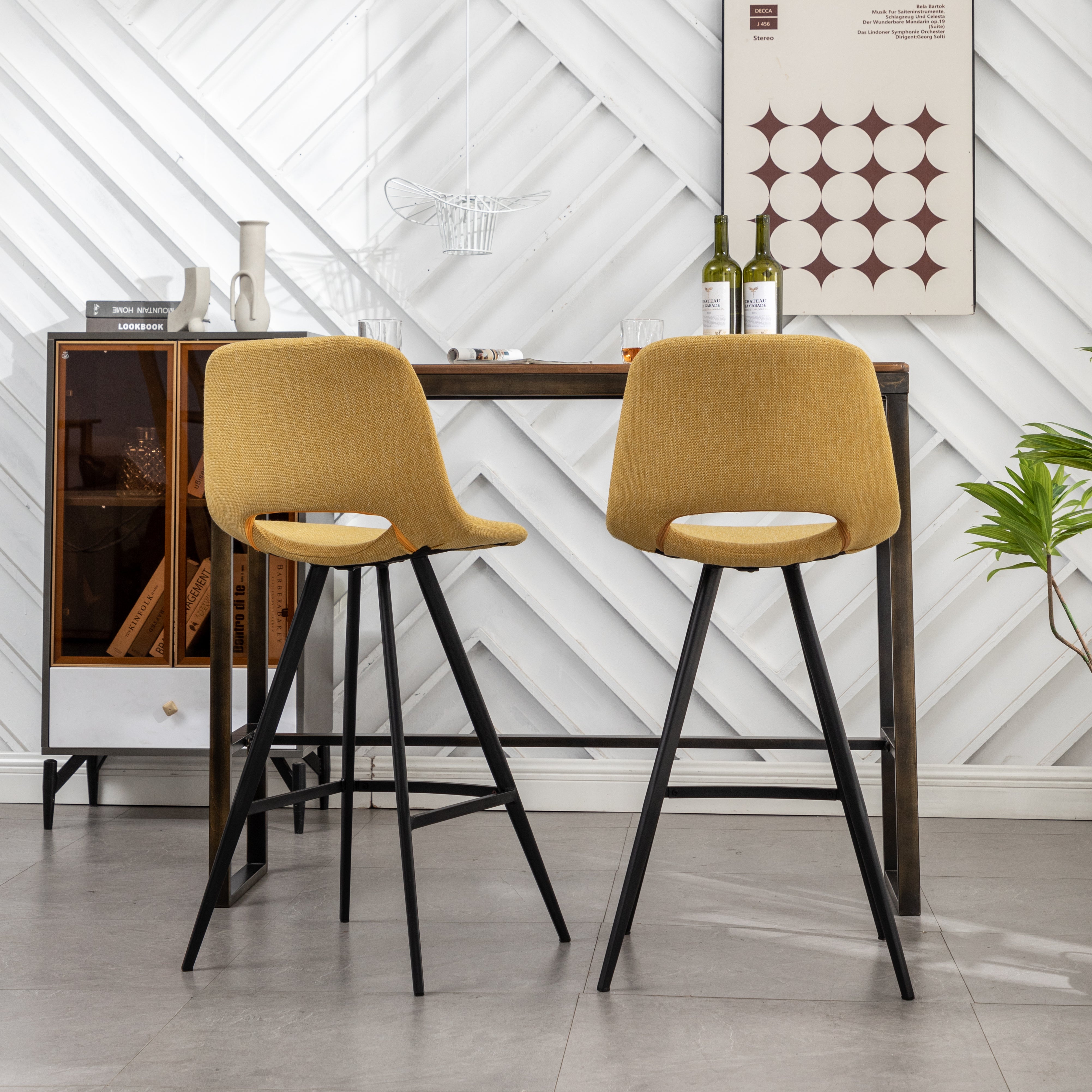 Roundhill Furniture Porth Fabric Kitchen Barstools 28.25