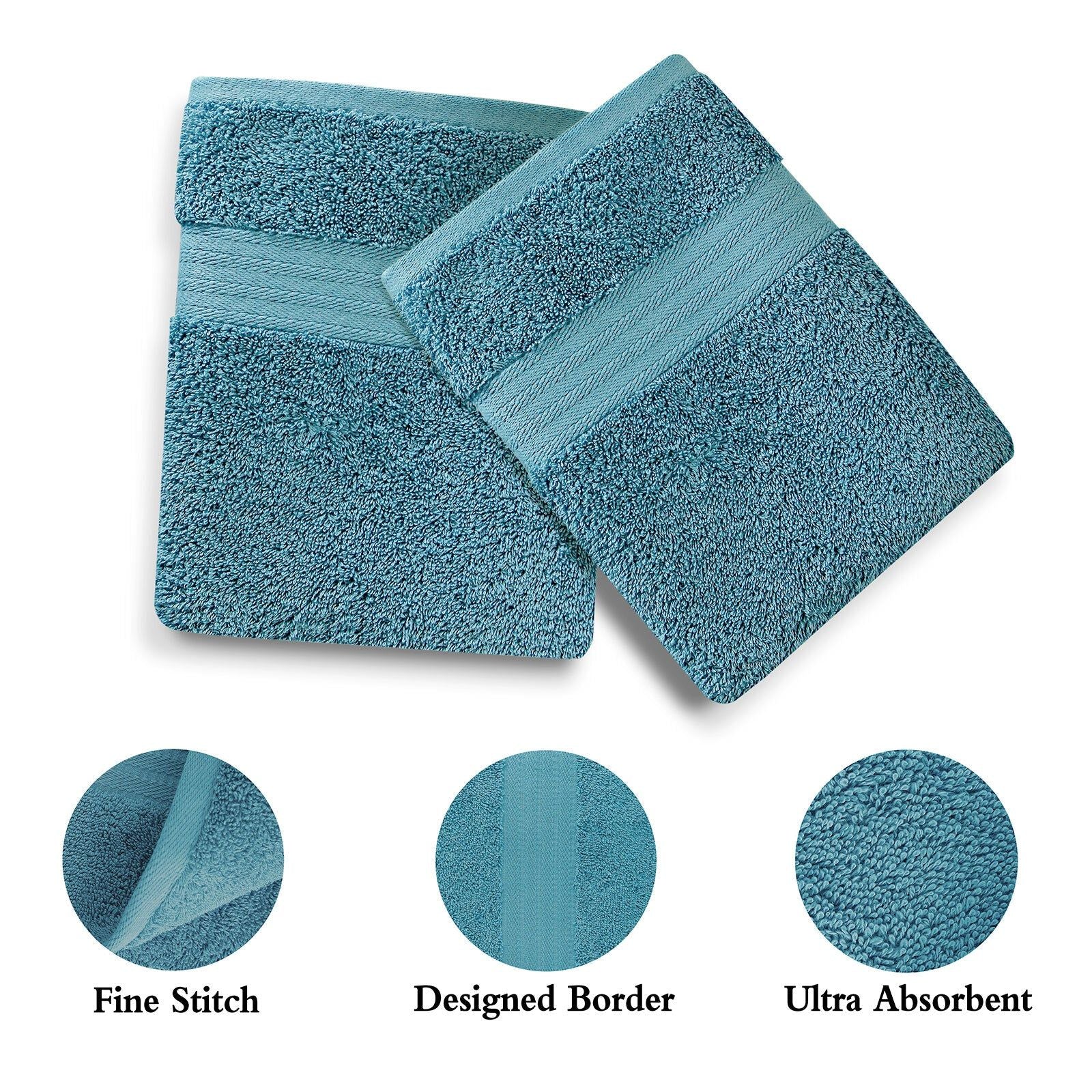 Premium 4-Piece Cotton Hand Towels Set by Linenland - Soft & Absorbent Bath Towels in Blue - Perfect for Bathroom, Spa, and Guest Use