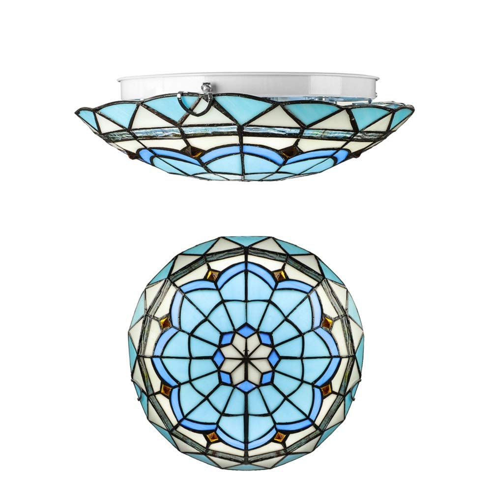 Tiffany-Style Stained Glass Ceiling Light Fixture - 16