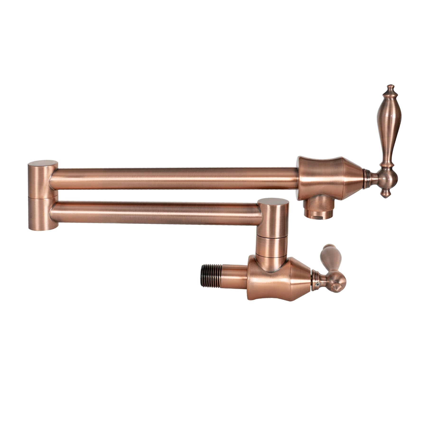 Brushed Copper Wall Mount Pot Filler Faucet - CT Copper Tailor Brass Kitchen Sink Faucet with Single Hole, Dual Handles & Flexible Swing Arm - Perfect for Cooking, Filling Pots & Modern Kitchen Design