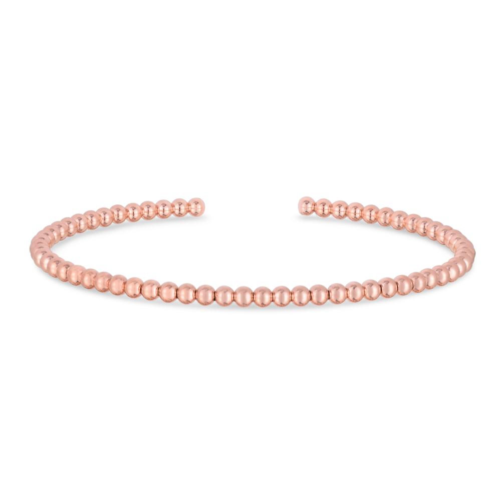 14K Gold 2mm Bead Cuff Bracelet for Women - Dainty Minimalist Stackable Bangle for Everyday Wear & Special Occasions