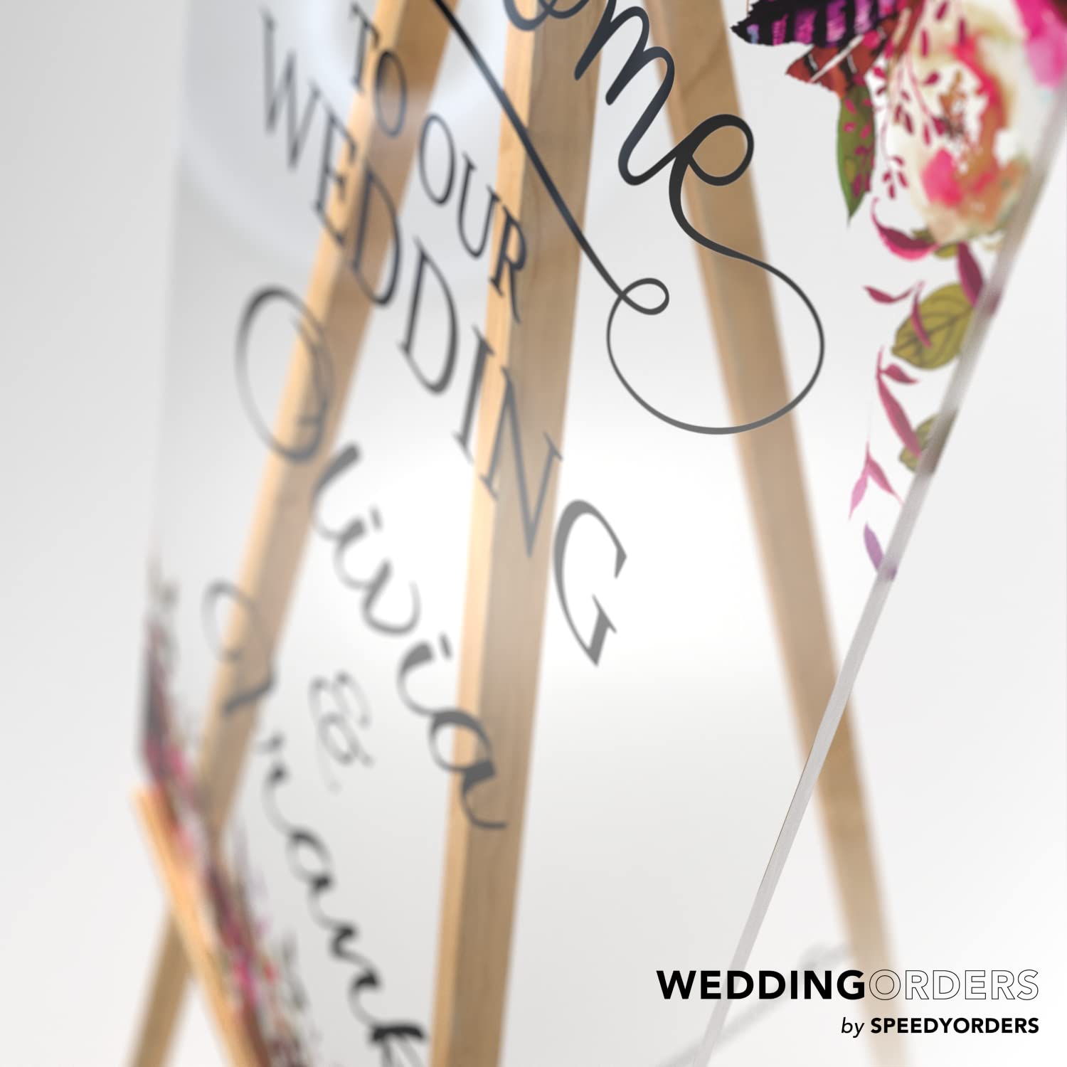 SPEEDYORDERS Roses Themed Wedding Welcome Sign - Elegant PVC Board Reception Poster for Ceremony Decor - Perfect for Wedding Entrance, Guest Table & Photo Backdrop