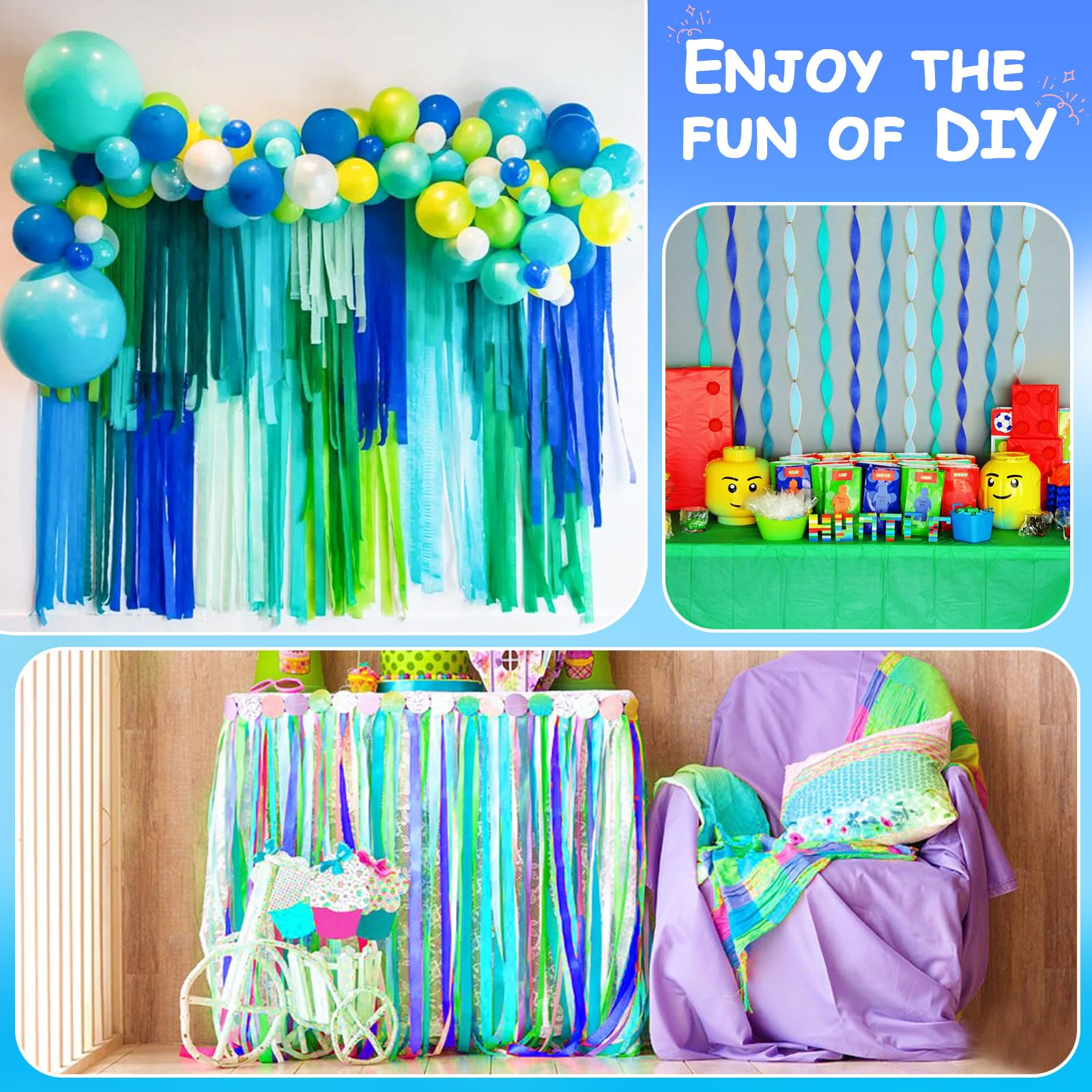 8 Rolls 656Ft Royal Blue Crepe Paper Streamers for Birthday, Wedding, Baby Shower, Christmas & Party Decorations | Ocean Theme Party Supplies & DIY Craft Decor