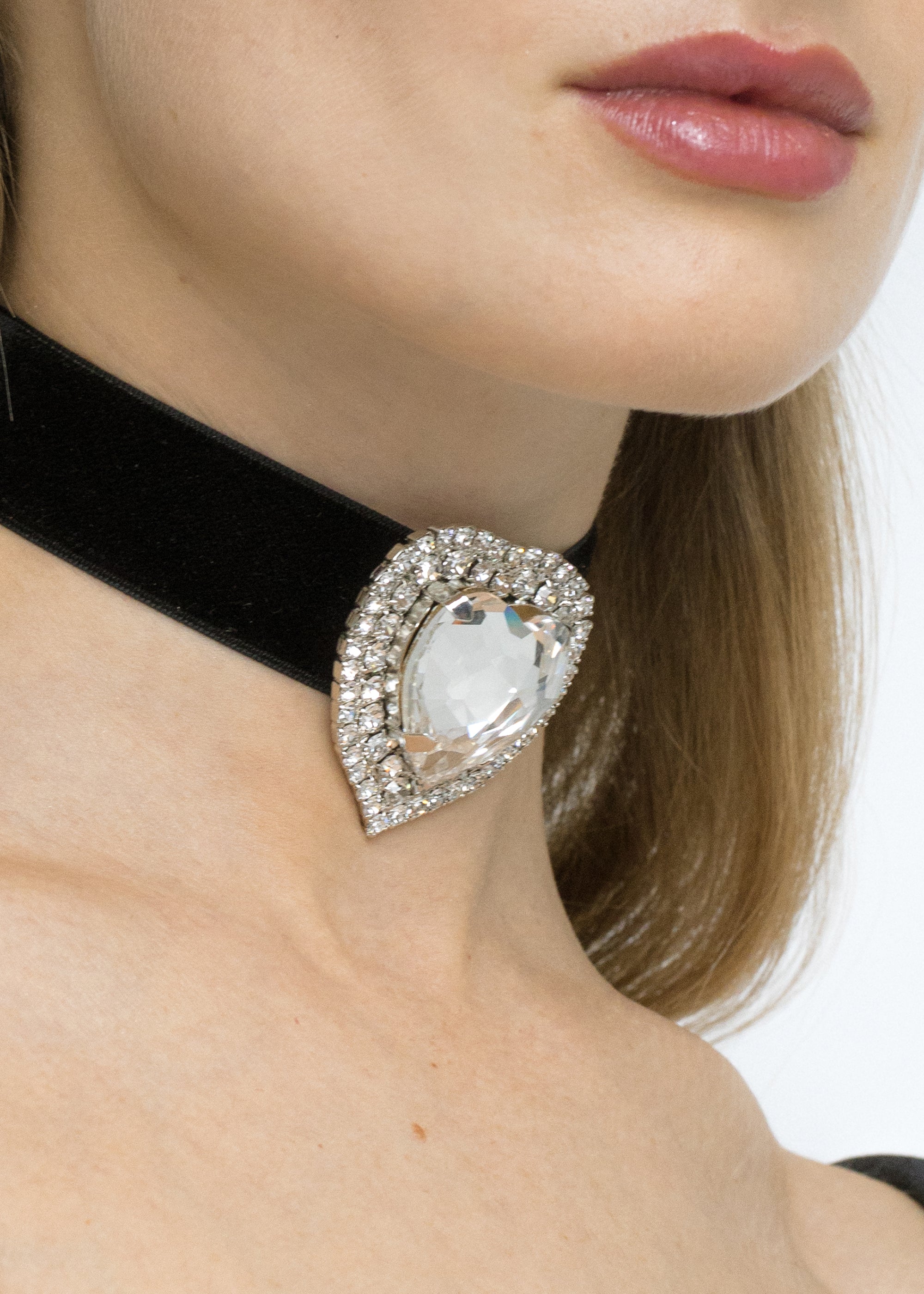 Elegant Cassidy Ribbon Tie with Crystal Accents - Perfect for Weddings, Prom, and Special Occasions