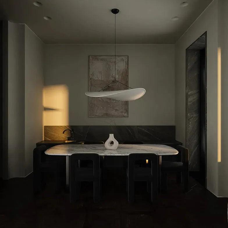 Modern Silk Oval Pendant Light - Minimalist Ceiling Lighting Fixture for Dining Room, Kitchen, or Bedroom Decor