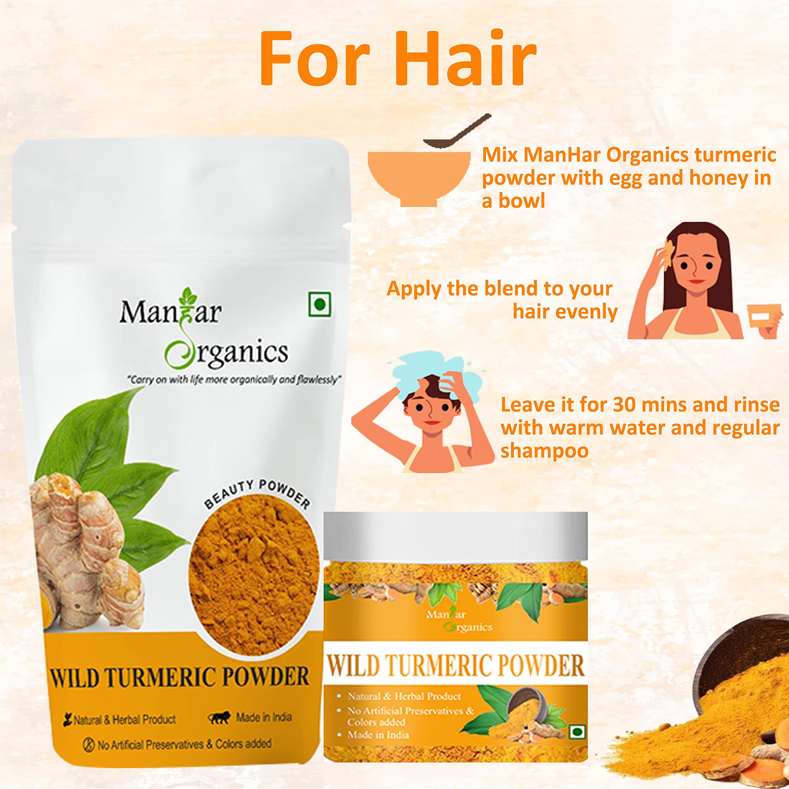 Organic Wild Turmeric Powder (100g) - Kasturi Manjal for Glowing Skin & All Skin Types | Natural Skincare, Face Mask, Hair Care & Ayurvedic Remedies