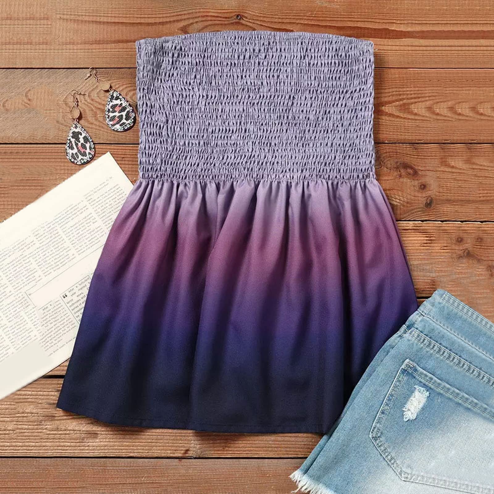 Women's Tube Tops - Strapless Bandeau Tank Tops for Summer, Beach & 4th of July | Off Shoulder Casual & Party Wear