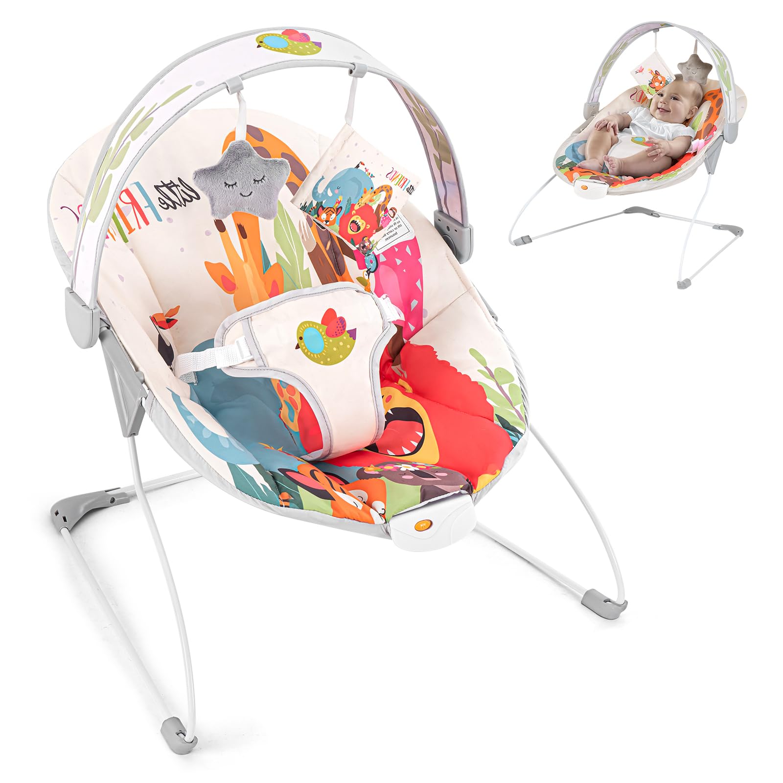 Electric Baby Bouncer Seat with Soothing Music - Portable Infant Bouncer for Newborns 0-6 Months (Up to 20 lbs) - Perfect for Nursery, Playtime & Parental Relaxation