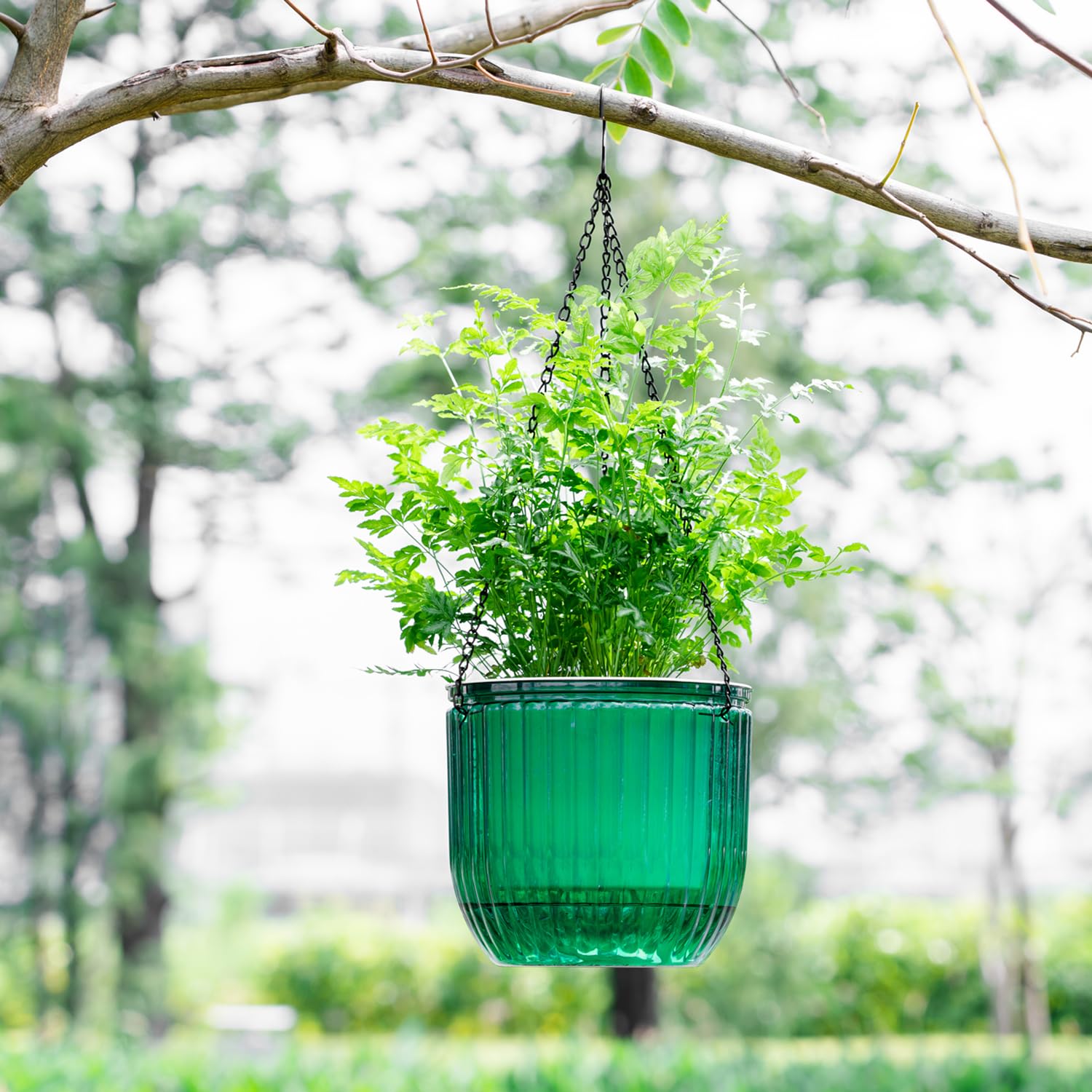 Melphoe 1 Pack Self Watering Hanging Planters - 8.3 Inch Indoor/Outdoor Flower Pots with Drainage Holes & 3 Hooks - Perfect for Garden, Balcony, Patio, and Home Decor