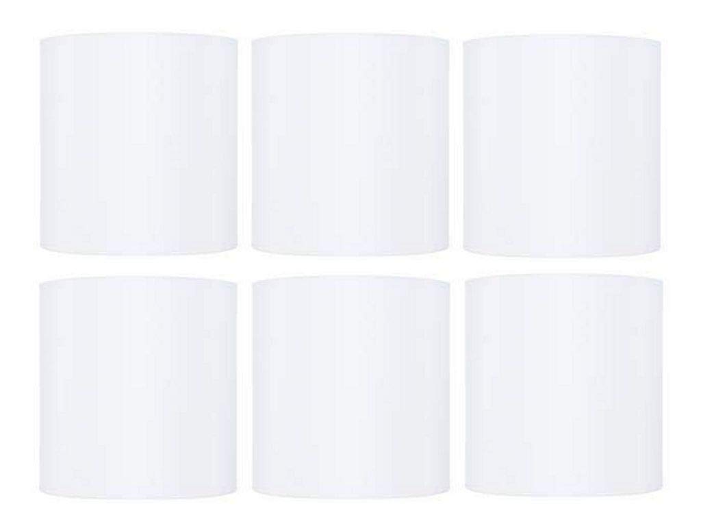 6-Pack White Linen Barrel Drum Lamp Shades - 4 Inch Clip-On Chandelier Light Covers for Dining Room, Bedroom & Living Room Decor