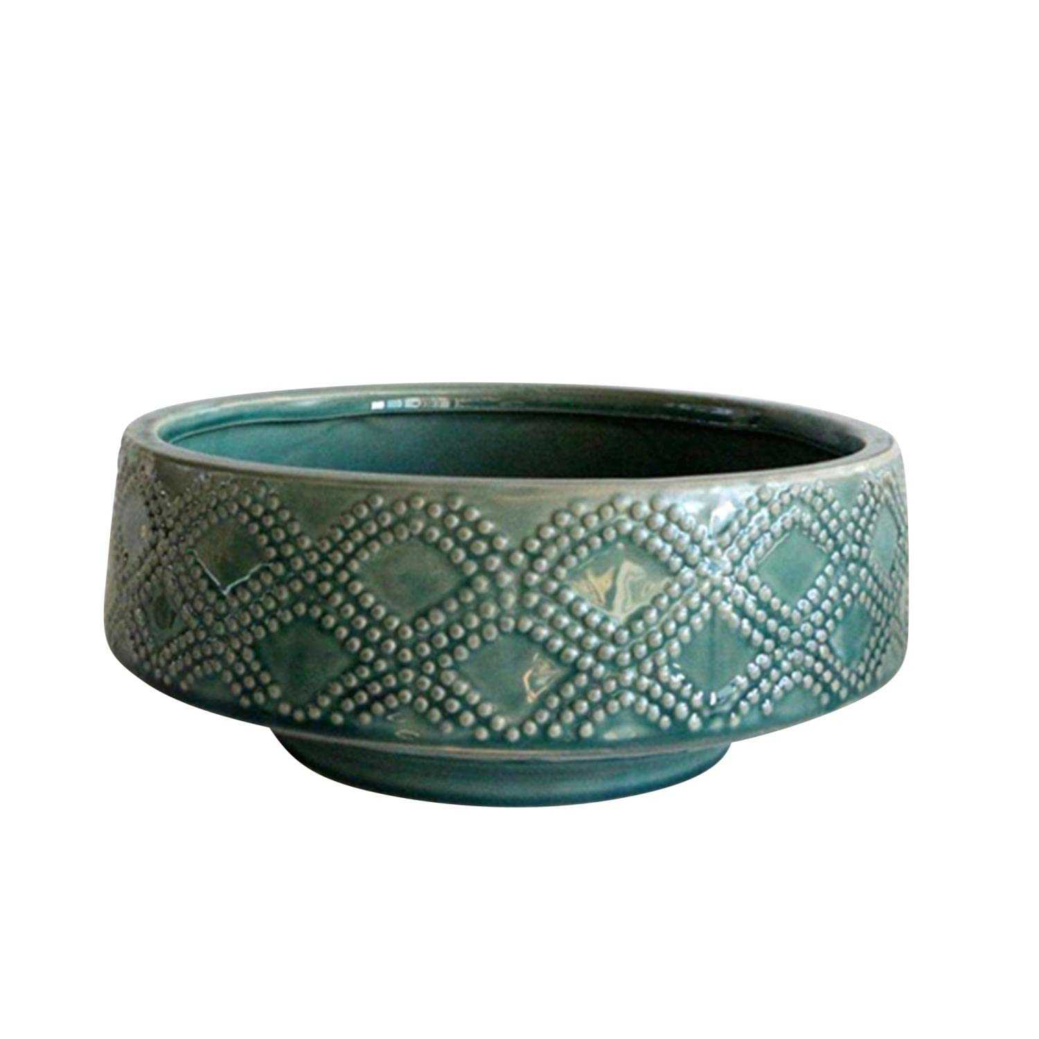 Sagebrook Home 11-Inch Green Ceramic Dotted Bowl Planter - Perfect for Indoor Plants, Succulents, and Home Decor