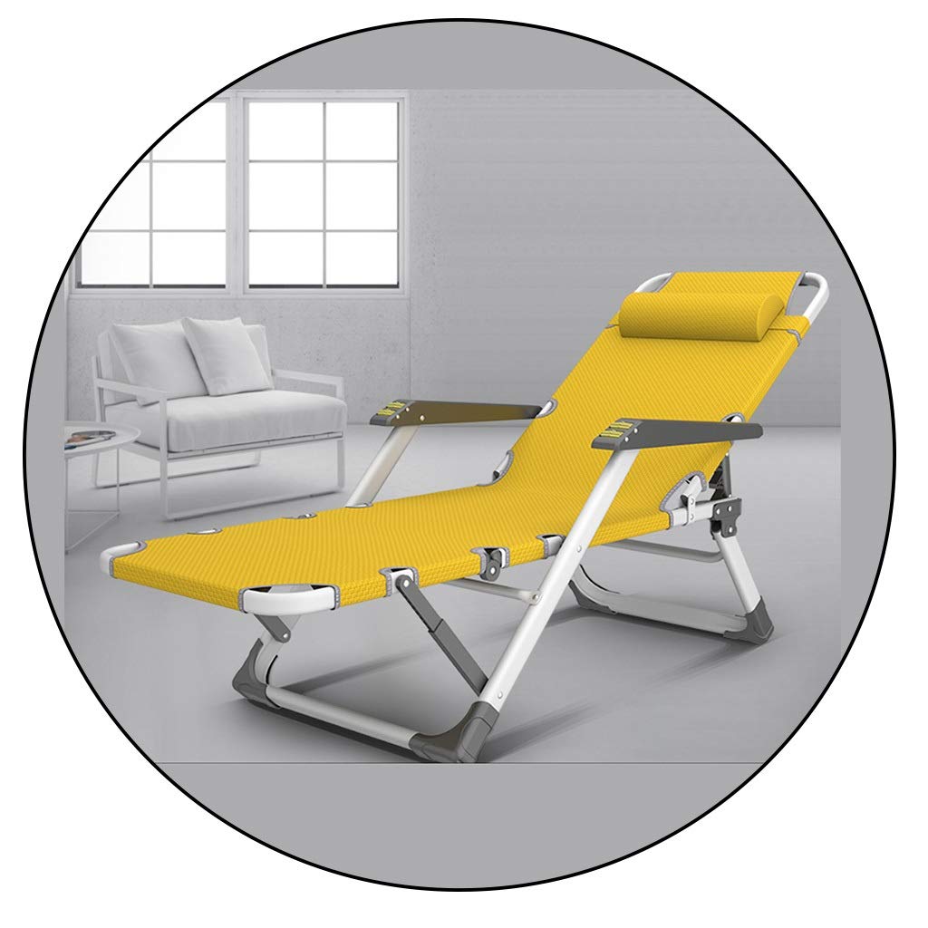 XEWNEG Adjustable Folding Sun Lounger Chair - Breathable Fabric Portable Outdoor Recliner for Garden, Poolside, Beach & Patio - 7 Size Options (Yellow) - Perfect for Relaxing, Sunbathing & Backyard Lounging