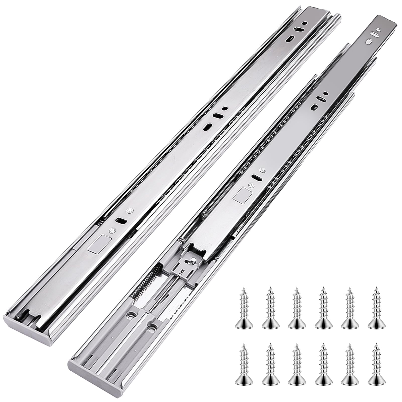 10 Inch Soft Close Ball Bearing Drawer Slides - 1 Pair (2 Pieces) Full Extension Side Mount Cabinet Runners - Heavy Duty 100 LB Capacity for Kitchen Cabinets, Wardrobes, File Cabinets & Trash Cans - Smooth Gliding Metal Dresser Rails for Home & Office Organization