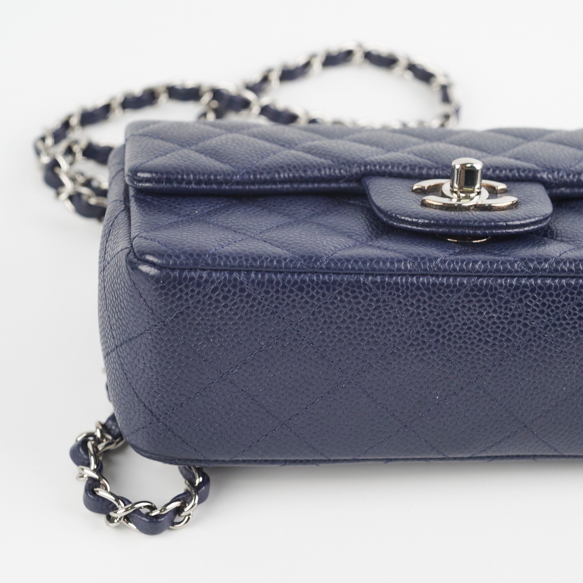 Chanel Mini Rectangular Flap Bag in Navy Blue Caviar Leather - Perfect for Evening Events & Luxury Fashion Accessories