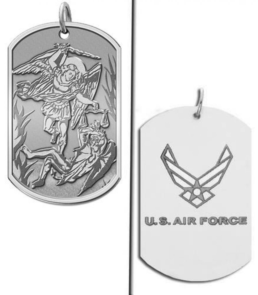 Saint Michael Double-Sided Air Force Dog Tag Religious Medal - PicturesOnGold.com - Perfect for Military Service, Gifts & Spiritual Protection