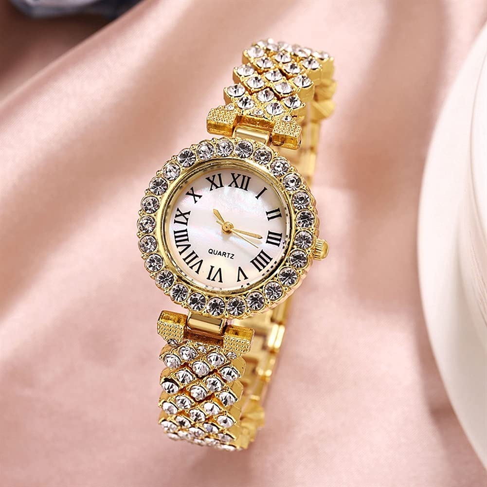 OWZSAN Women's Luxury Rhinestone Quartz Watch - Gold Steel Bracelet for Elegant Occasions