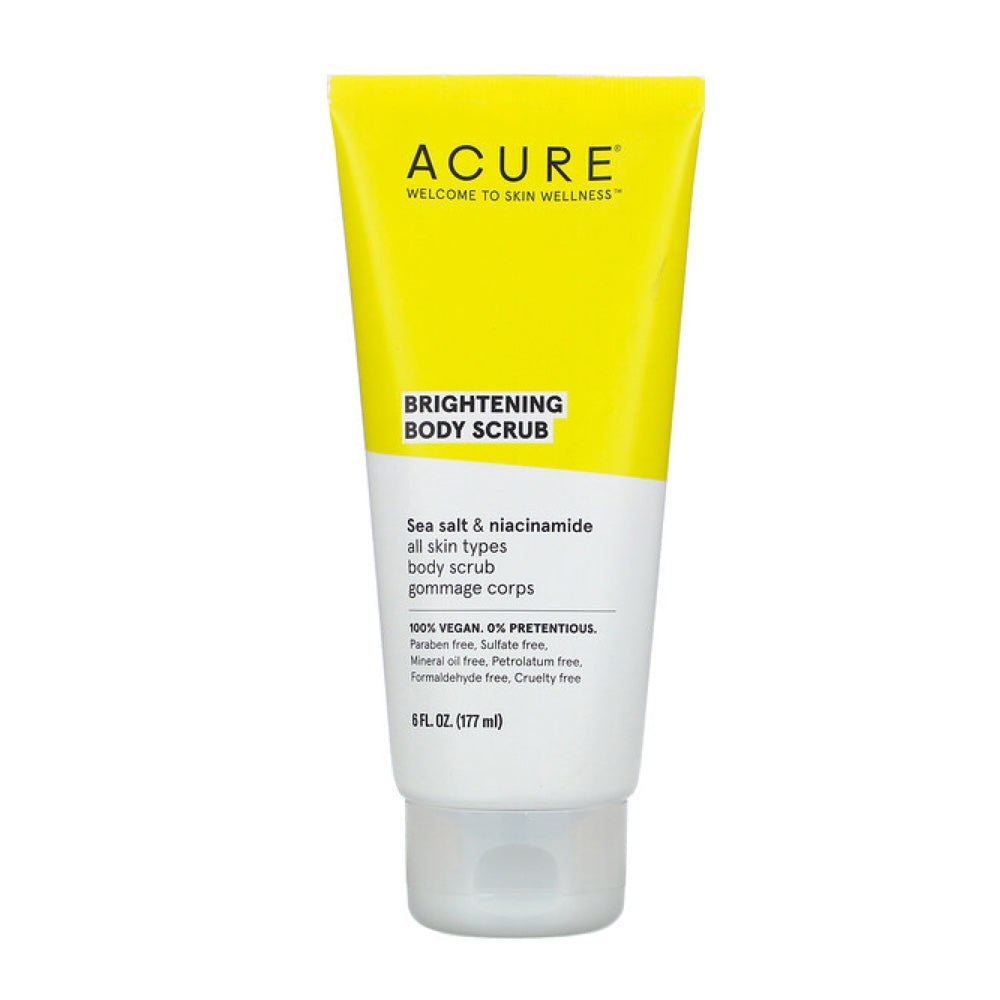 ACURE Brightening Body Scrub 177ml - Exfoliating & Glowing Skin Treatment - Perfect for Dry Skin & Pre-Tanning Preparation