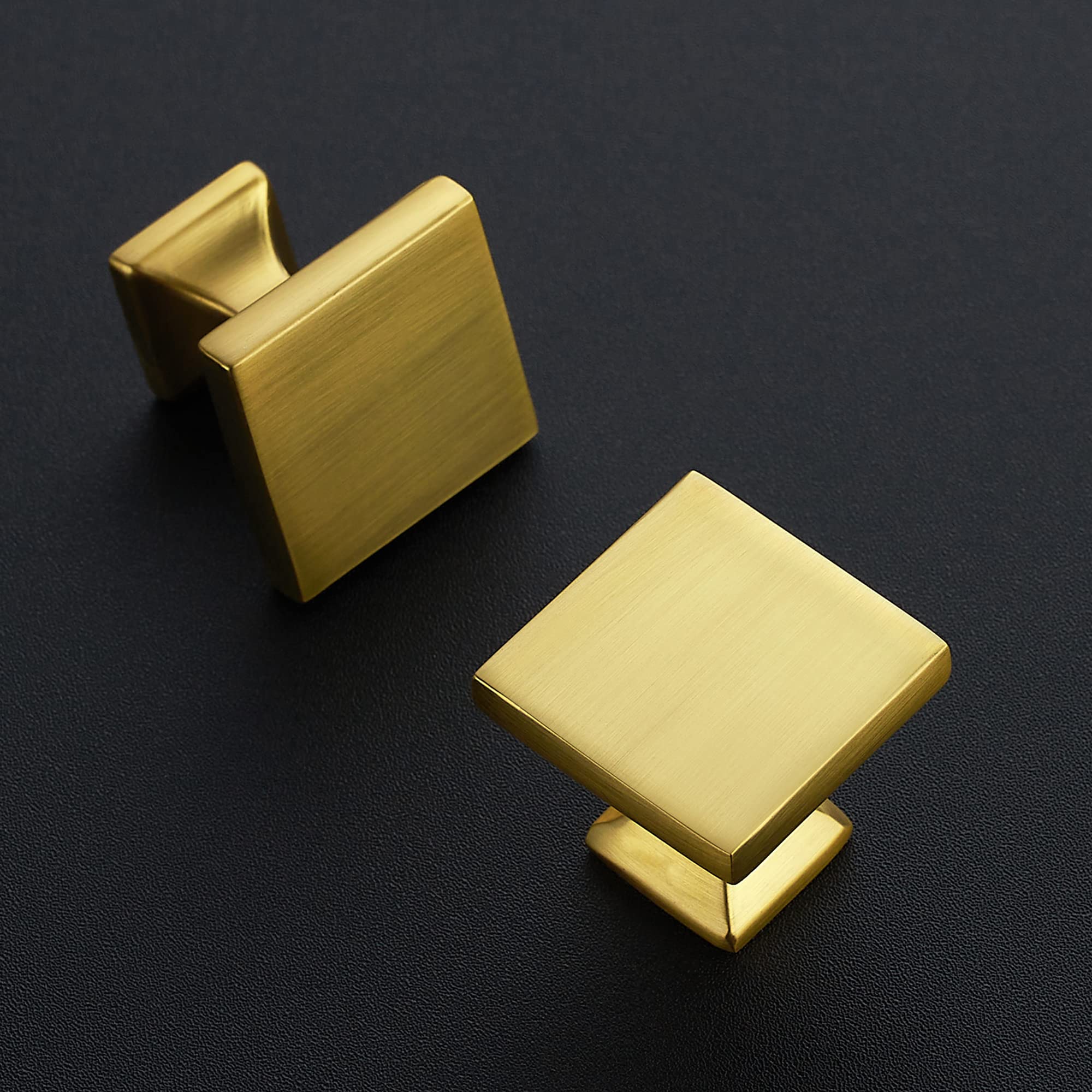 Gold Cabinet Knobs 30 Pack - Brushed Brass Square Drawer Pulls for Kitchen & Dresser