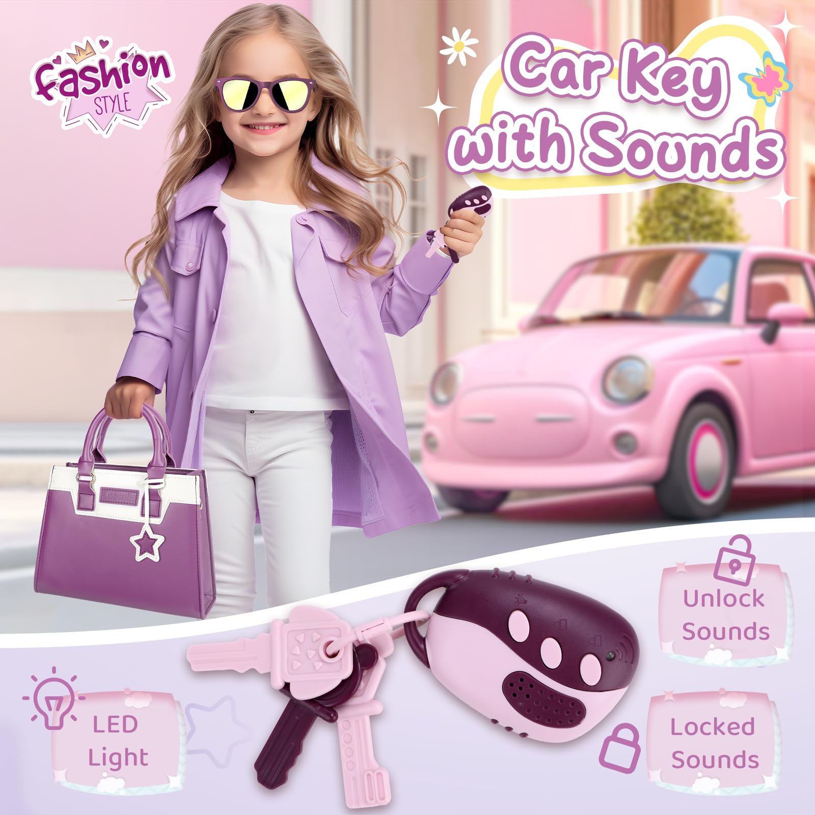 Little Girls Purse with Pretend Makeup - 29PCS Princess Toy Purse Set for Toddlers Age 3-6 | Perfect Christmas & Birthday Gift for 3+ Year Old Girls | Pretend Play, Dress-Up & Role-Playing Fun