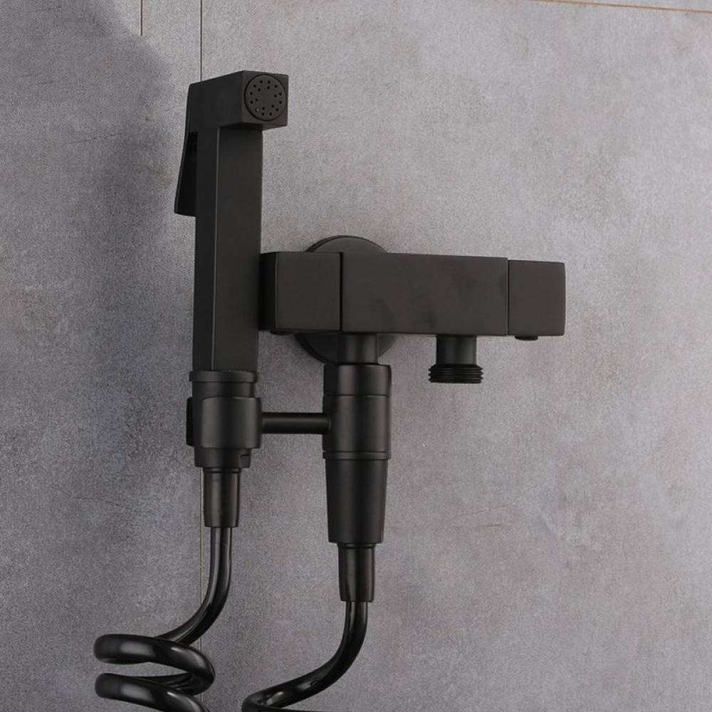 Portable Handheld Bidet Sprayer Kit - Black Square Wall Mount Toilet Sprayer with Split Support Faucet, Stainless Steel Shower Spray for Bathroom Cleaning, Baby Diaper Wash & Personal Hygiene (Ideal for RV, Travel & Home Use)
