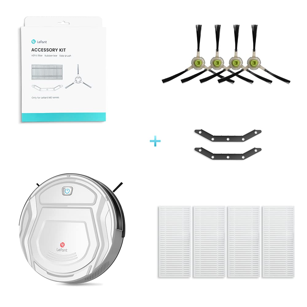 Lefant M210 Robot Vacuum Cleaner with Side Brush & HEPA Filter Replacement Kit - Perfect for Hardwood Floors, Carpets & Pet Hair Cleaning