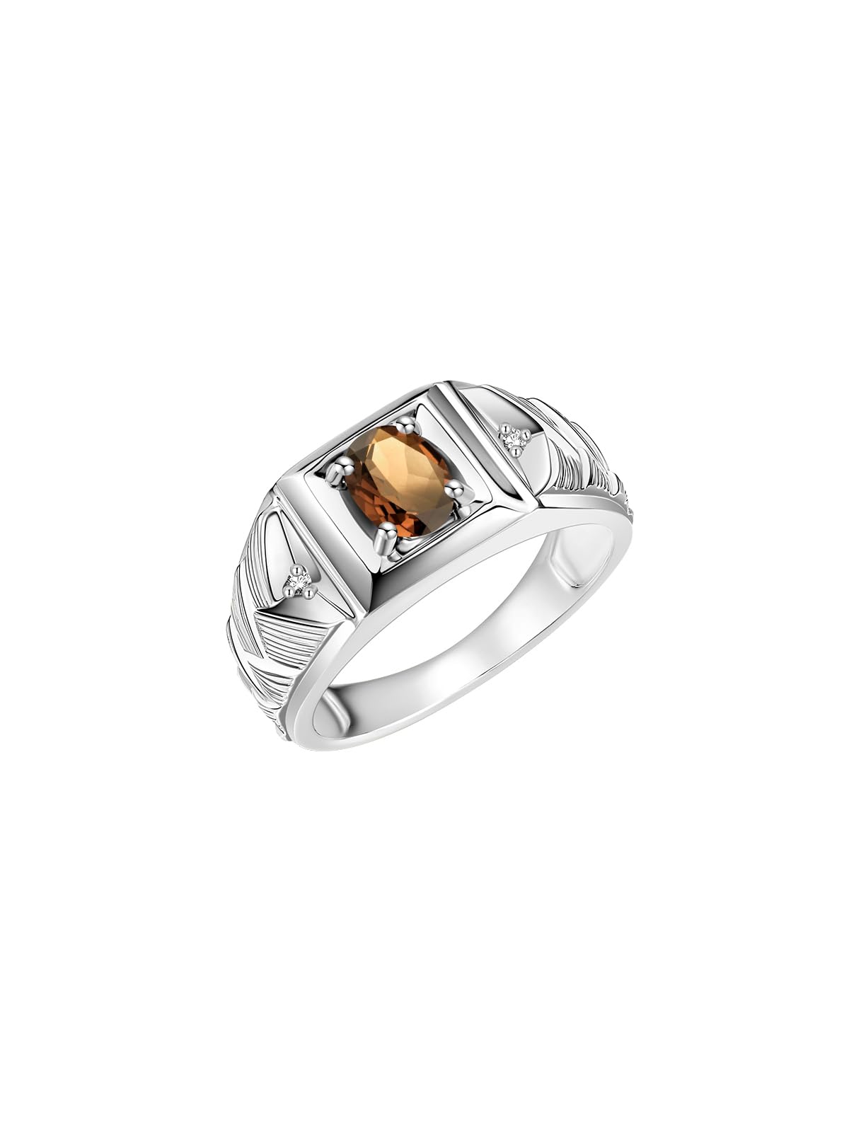 Rylos Men's Designer Weave Band 7X5MM Oval Gemstone & Diamond Ring - Sterling Silver Birthstone Jewelry for Men (Sizes 8-13) | Unique Wedding, Anniversary & Gift Jewelry for Him