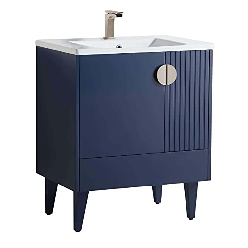 Navy Blue - Satin Nickel Handles