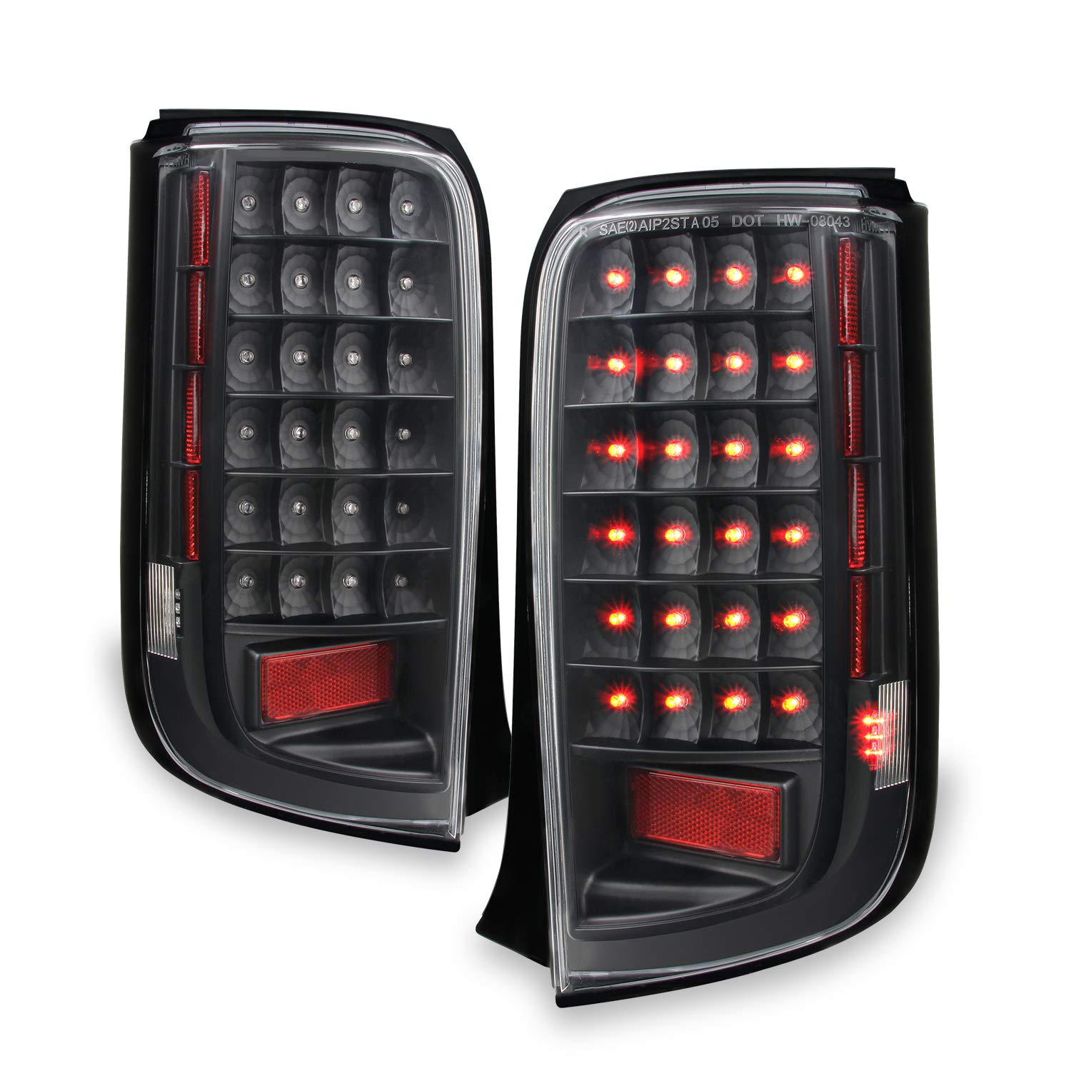 AKKON Full LED Tail Lights Brake Lamps Replacement Pair for 2008-2010 Scion XB, bB, Rumion, Rukus - JDM Black Design | Enhanced Night Visibility & Style Upgrade