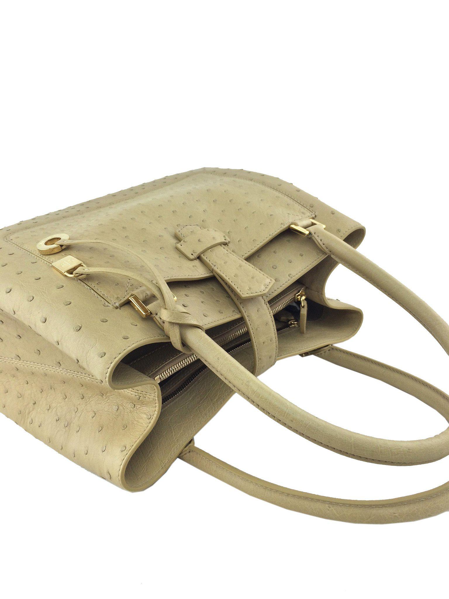 Luxury Loro Piana Ostrich Leather Bellevue Handbag for Women - Premium Designer Tote Bag for Work, Travel & Everyday Use
