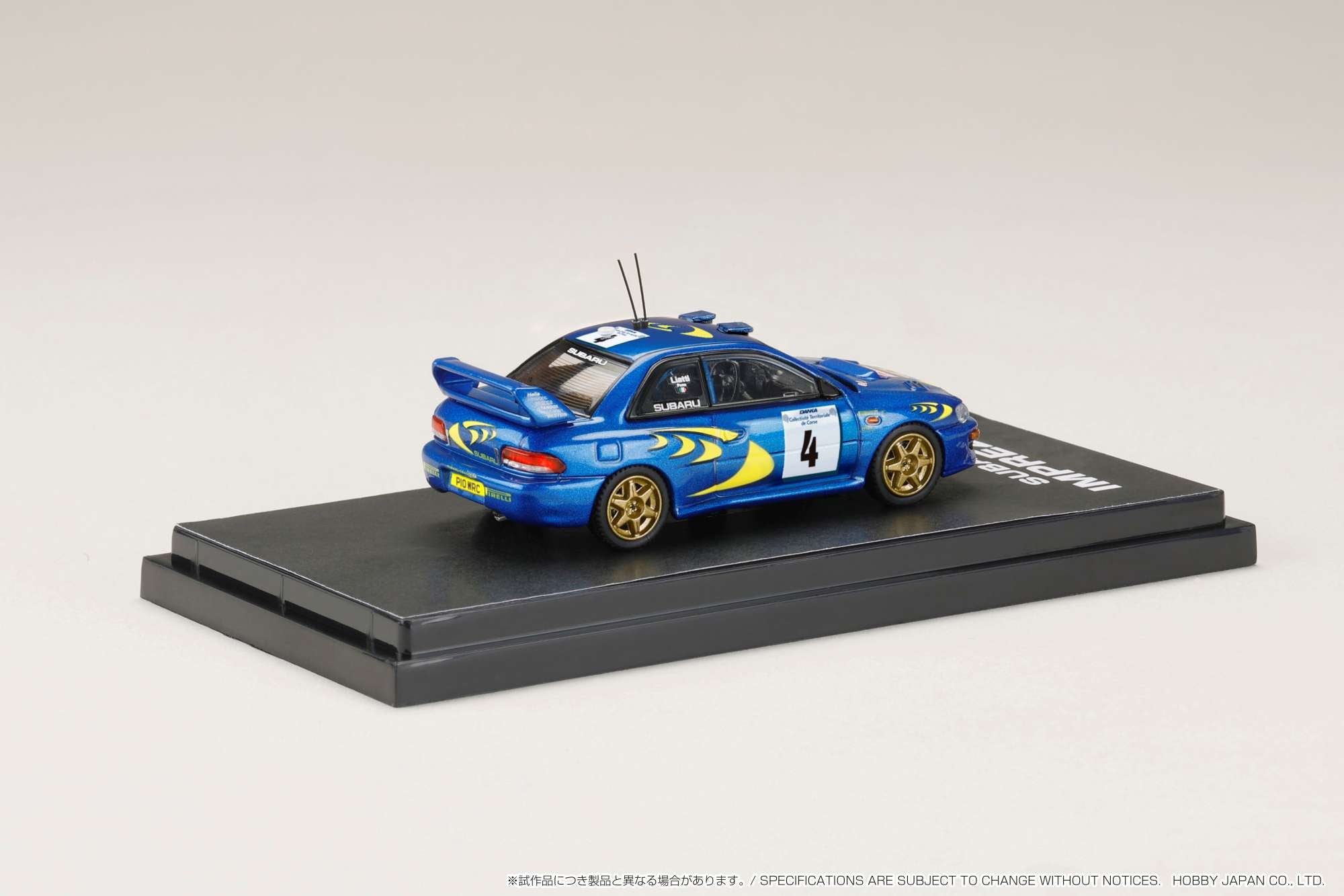 1/64 Scale Subaru Impreza 1997 #4 Tour de Corse Diecast Model Car - Hobby Japan x IG Collectible for Racing Fans & Car Enthusiasts - Perfect for Display, Collection, and Racing Simulation Scenes
