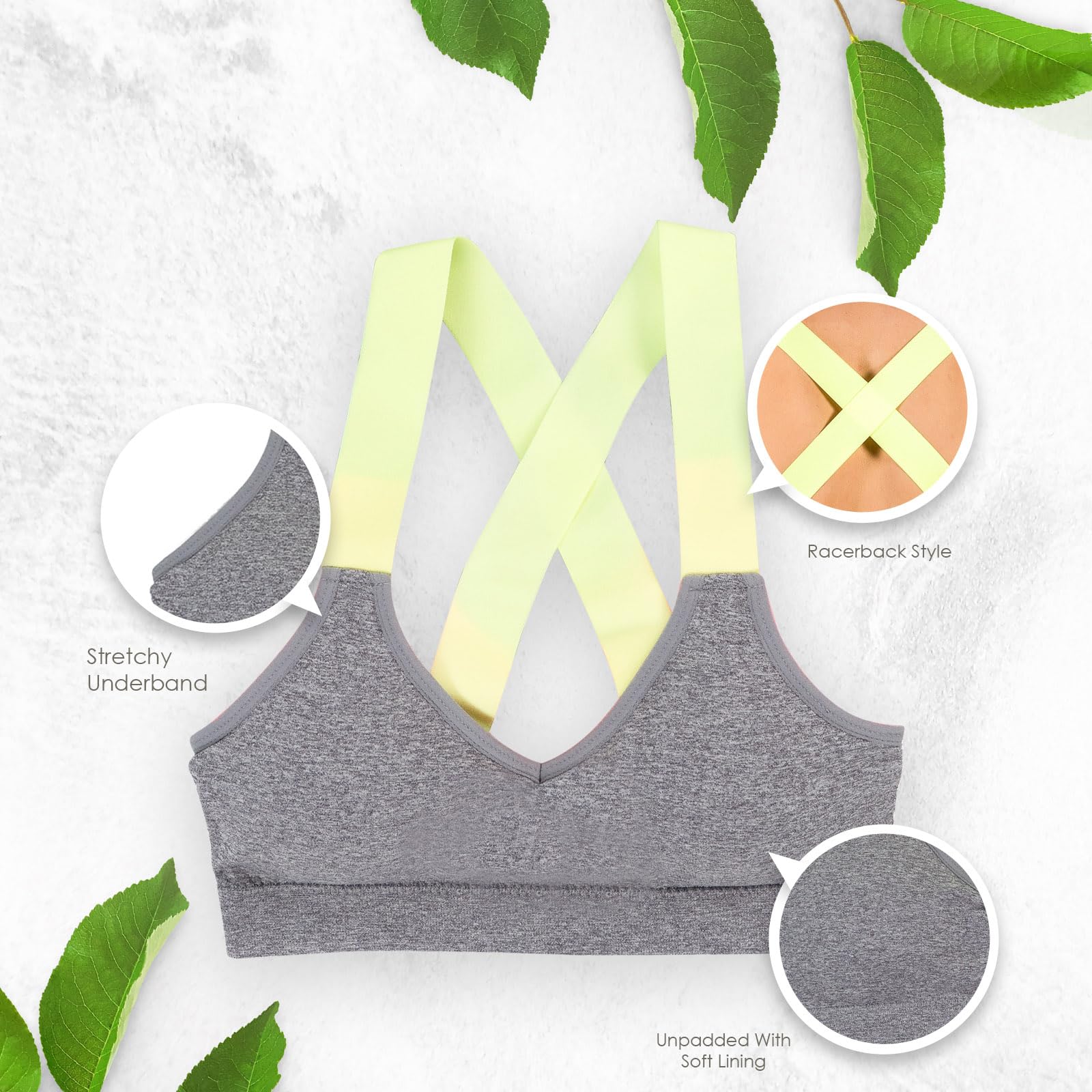 Alyce Ives Women's Wireless Sports Bra 4-Pack - Padded Workout Bras for Gym, Running & Yoga | Comfortable & Supportive Activewear for Fitness & Exercise