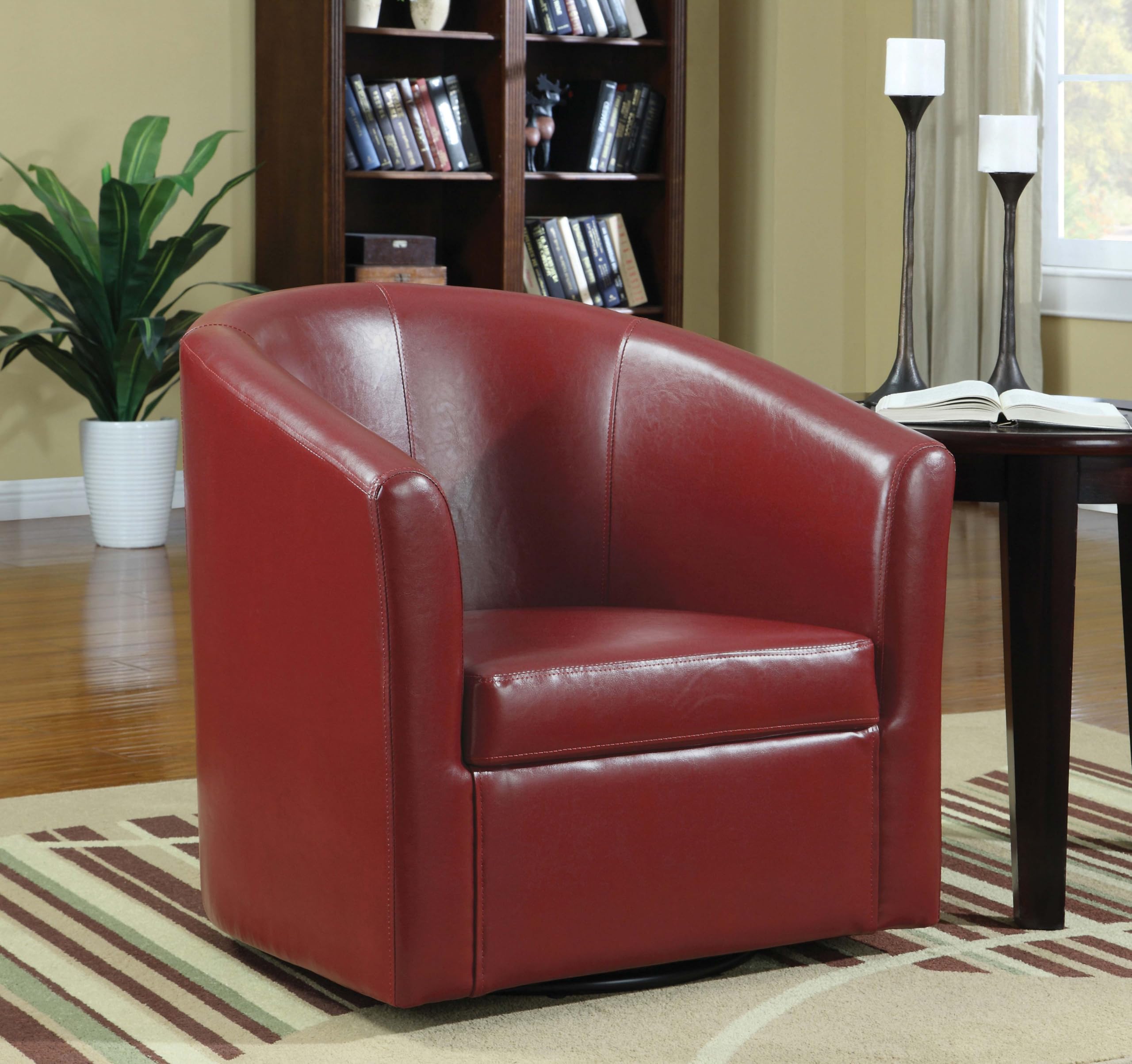 Turner Upholstered Swivel Accent Chair with Sloped Arms - Modern Red Fabric Living Room Chair for Home Office, Lounge & Reading Nook