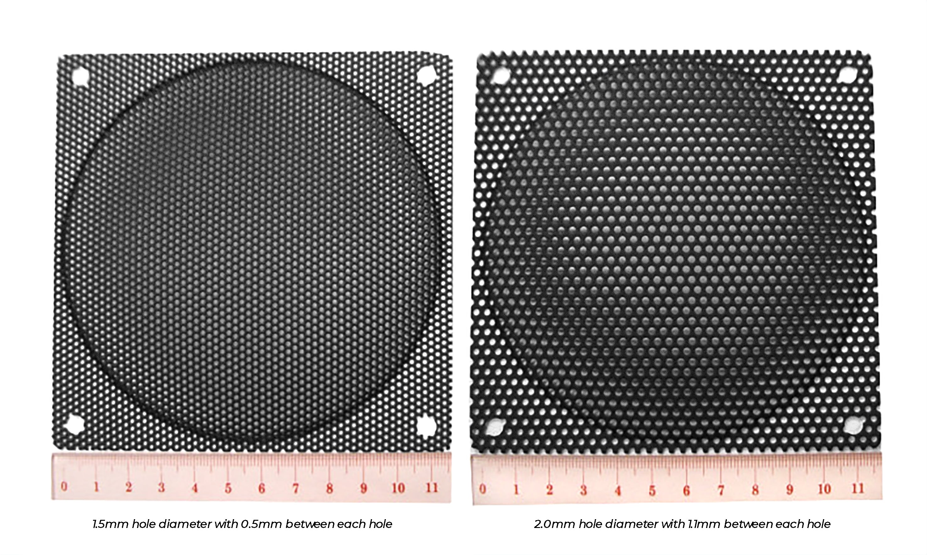 120mm Steel Mesh Filter Grill - Black, 1.1mm & 0.5mm Thickness - Perfect for PC Case Ventilation, Speaker Grills & DIY Projects