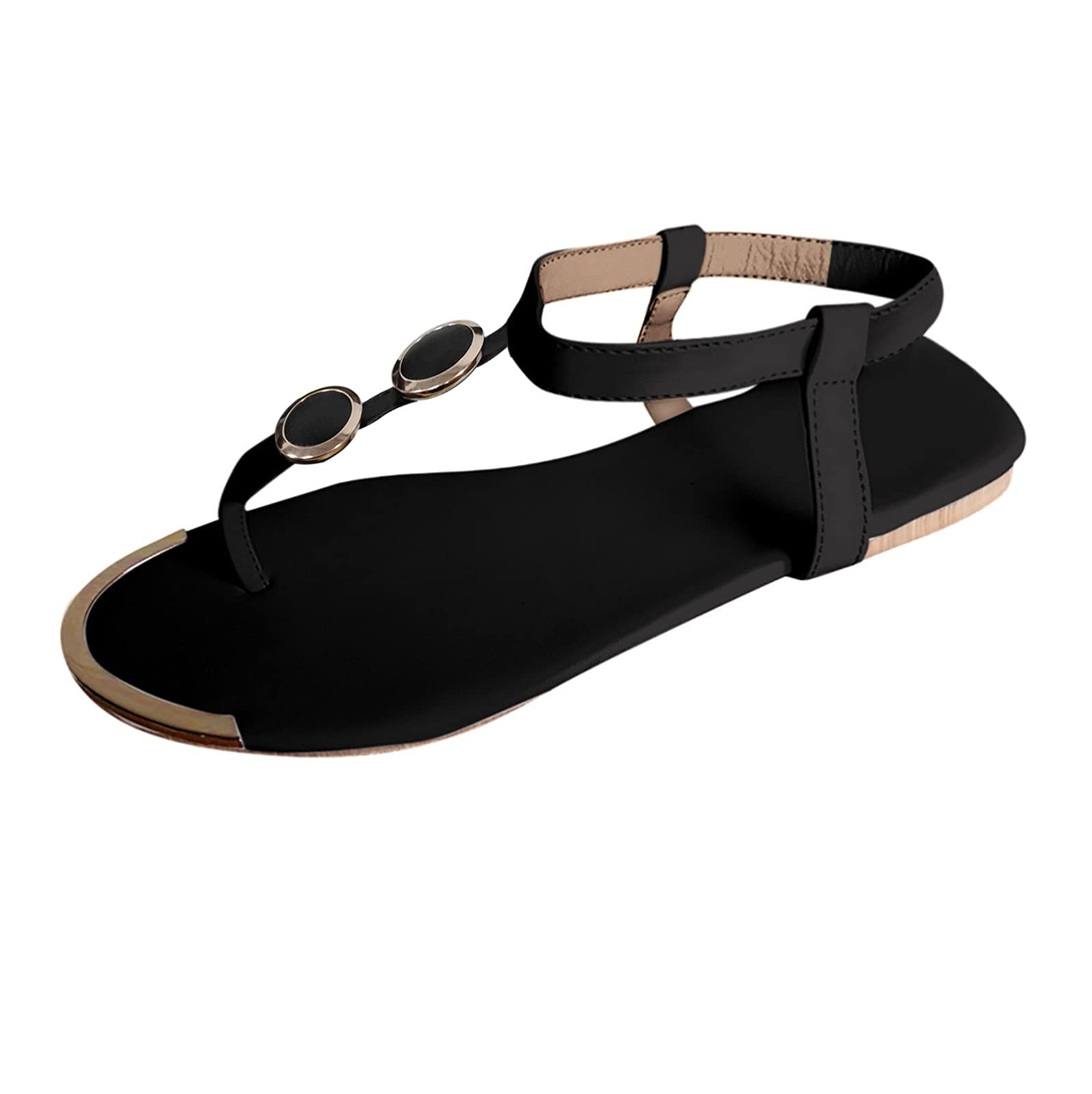 Women's Slip On Flat Sandals - Retro Roman Gladiator Sandals with Ankle Strap - Comfortable Open Toe Flip Flops for Beach, Vacation & Summer Outfits