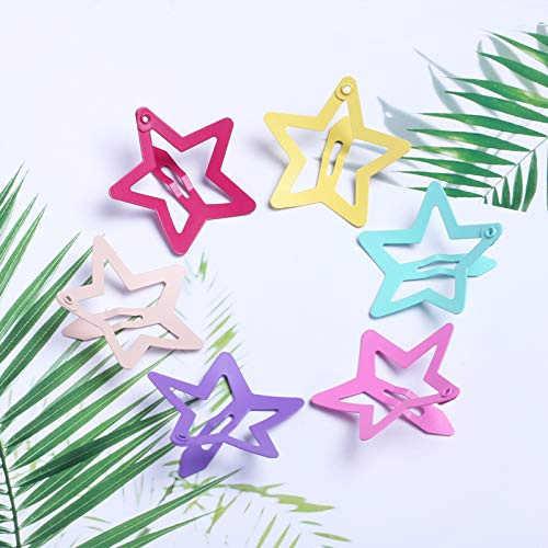 12Pcs Multi-Color Star Hair Clips for Kids - Cute Cartoon Snap Barrettes, Non-Slip Metal Hairpins for Baby & Children - Perfect for School, Parties & Daily Hairstyles