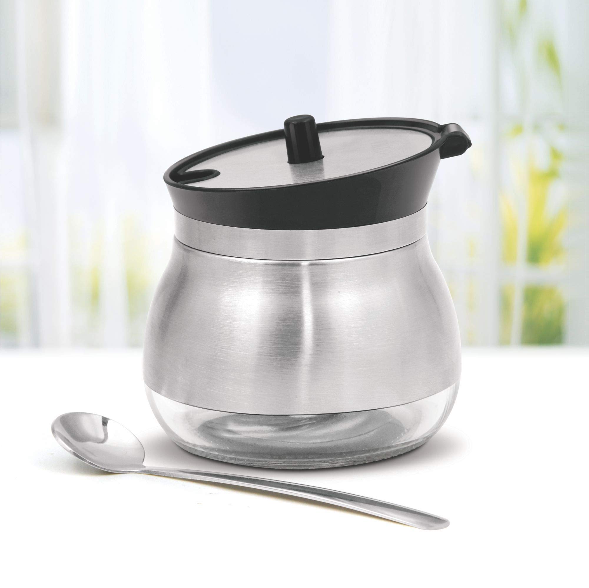 Premium Stainless Steel Ghee and Oil Storage Pot with Spoon - 270ml Multipurpose Kitchen Container for Cooking, Baking & Serving - Ideal for Indian Cuisine, Meal Prep & Dining Essentials (Silver)