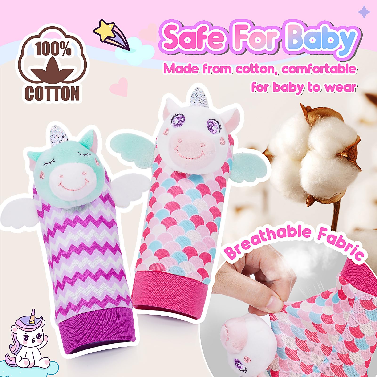Baby Rattle Socks 0-12 Months - Sensory Toys for Infant Development - Perfect Baby Shower Gift for Playtime & Learning