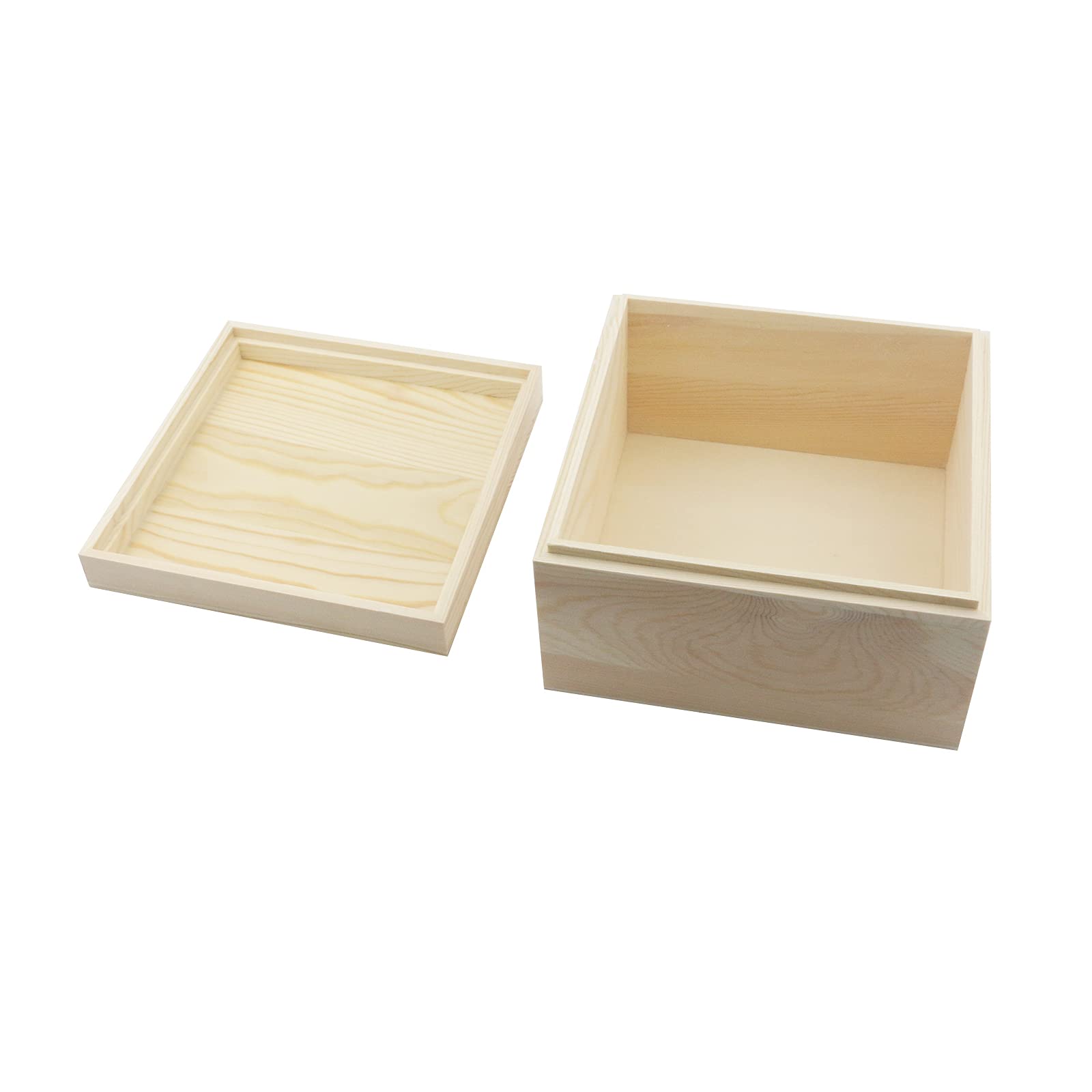 MY MIRONEY 2-Pack Unfinished Wooden Storage Box with Lid - 5.91
