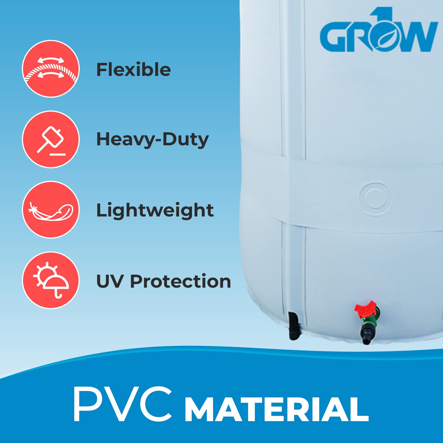200 Gallon Collapsible Water Storage Tank - Portable Reservoir for Garden, Greenhouse & Outdoor Use | GROW1 Foldable Water Container for Plants, Irrigation & Emergency Water Supply