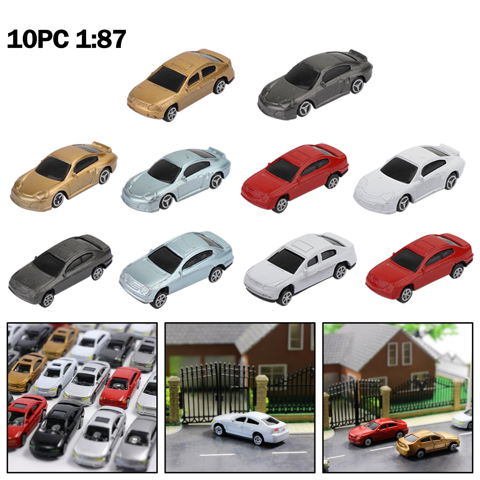 10/50pcs HO Scale 1:87 Model Cars - Miniature Vehicles for Train Scenery, Architecture Diorama & Model Railroad Layouts - Perfect for DIY Landscaping, Collectors and Hobbyists