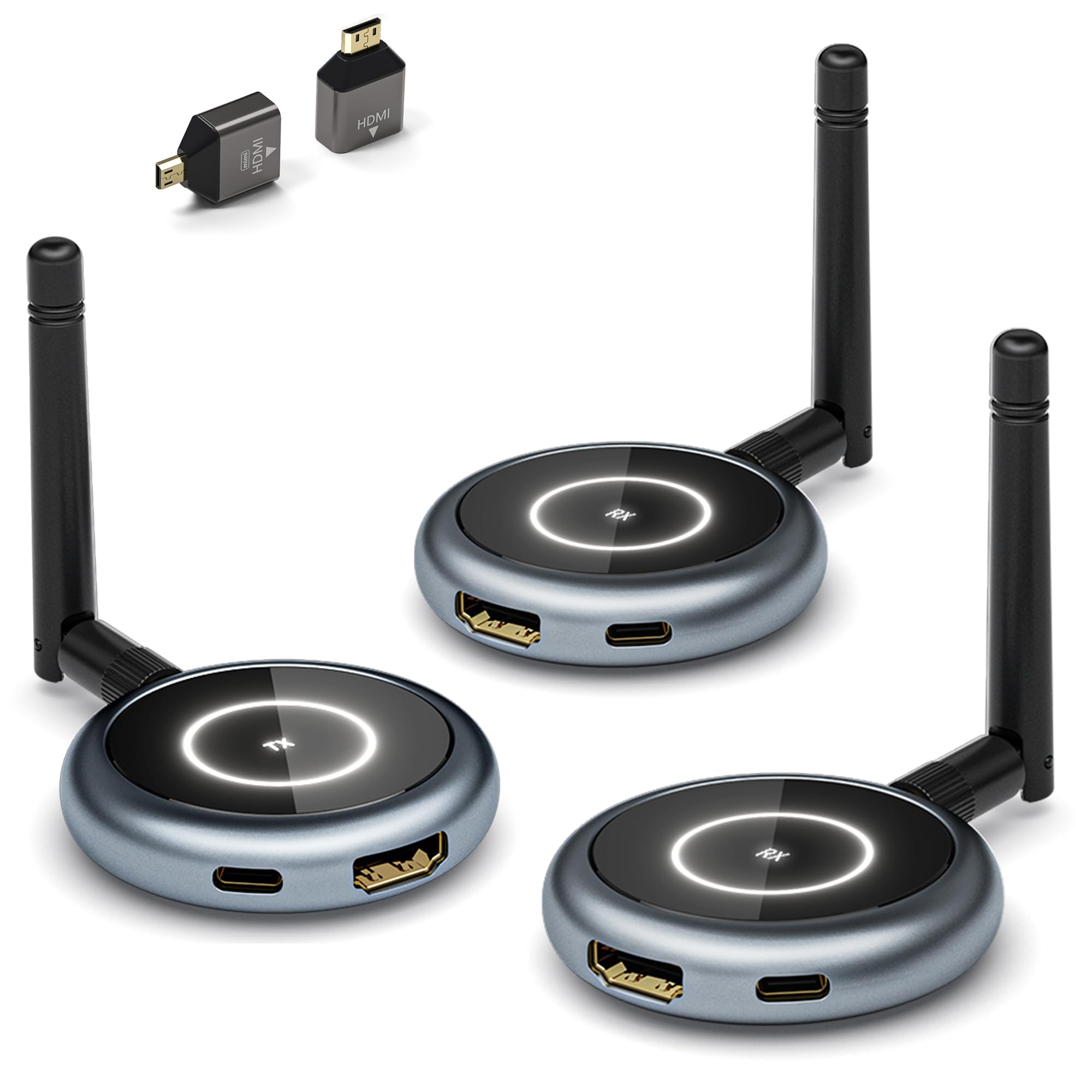 AIMIBO Wireless HDMI Transmitter and 2 Receivers 5.8GHz - 4K Streaming Kit for Laptop, PC, Camera to Multiple TVs - 1080P@60Hz Wireless HDMI Extender with 165ft Range - Perfect for Home Theater, Gaming & Business Presentations