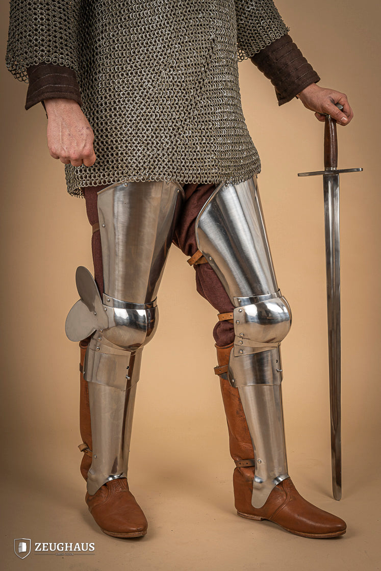 1.6mm Full Leg Armor - Polished Stainless Steel Medieval Knight Leg Protection for LARP, Cosplay & Renaissance Fairs