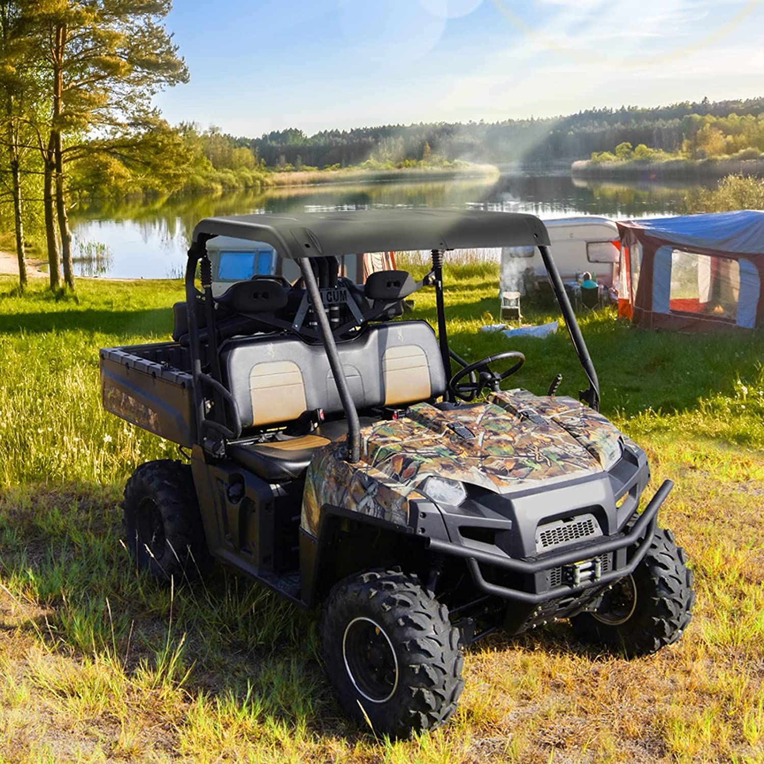 KEMIMOTO 570 Full Size Hard Plastic Sport Roof - 2-Piece Design for 2016-2025 Polaris Ranger 570 | Durable ATV UTV Accessory for Off-Roading & Outdoor Adventures