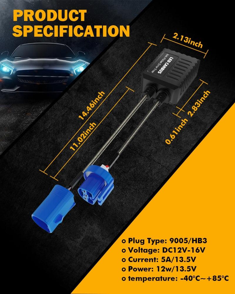 9007 C20 Model Decoder Pro Enhanced LED Headlight Bulbs - CANBUS Decoder Harness & Resistor Conversion Kit (2-Piece Set) - Perfect for Car, Truck & SUV Headlight Upgrades