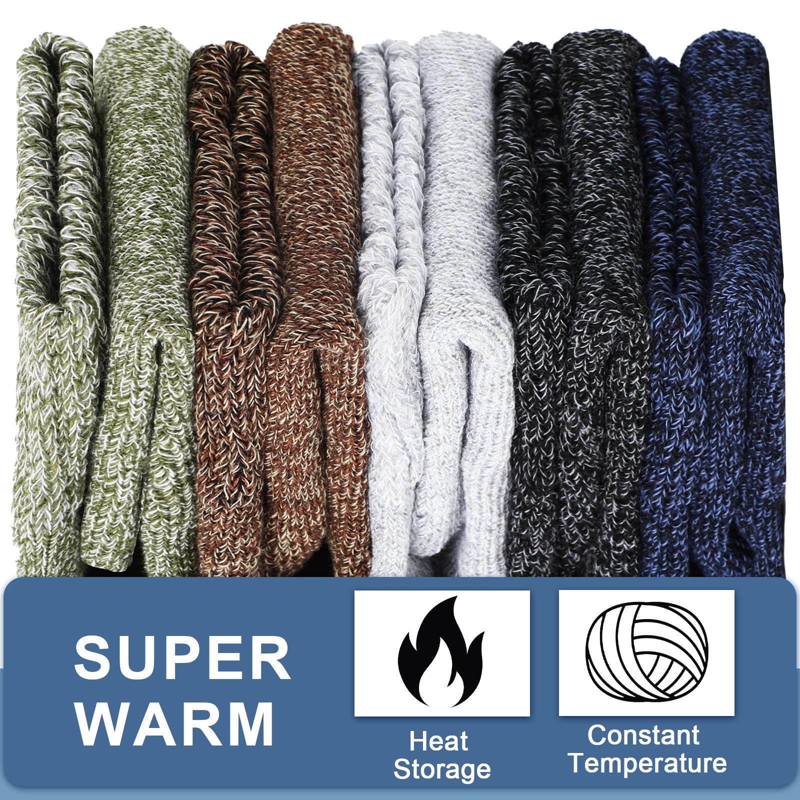 30 Pairs Bulk Wool Socks for Men & Women - Thick Warm Winter Hiking Boot Socks, Knit Crew Casual Cold Weather Socks - Perfect for Outdoor Activities, Skiing, Snowboarding & Winter Gifts